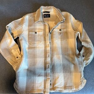 Carhartt Tan and Cream Plaid Button-Up Shirt Jacket